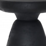 18" Black Solid Wood Round Pedestal End Table