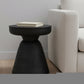 18" Black Solid Wood Round Pedestal End Table