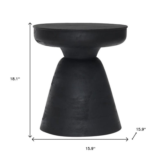 18" Black Solid Wood Round Pedestal End Table