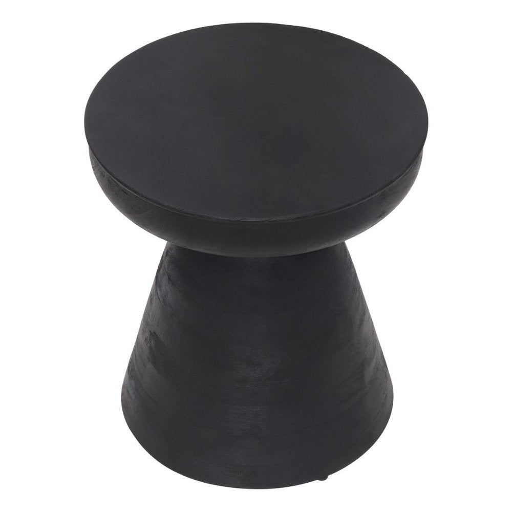 18" Black Solid Wood Round Pedestal End Table