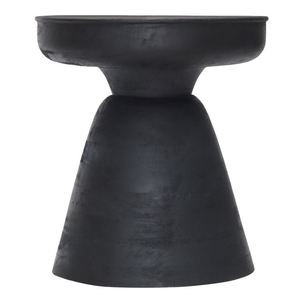 18" Black Solid Wood Round Pedestal End Table