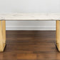 71" White And Gold Faux Marble And Steel Sled Base Dining Table