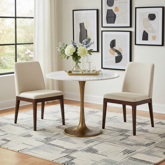 Marble and Aluminum Dining Table
