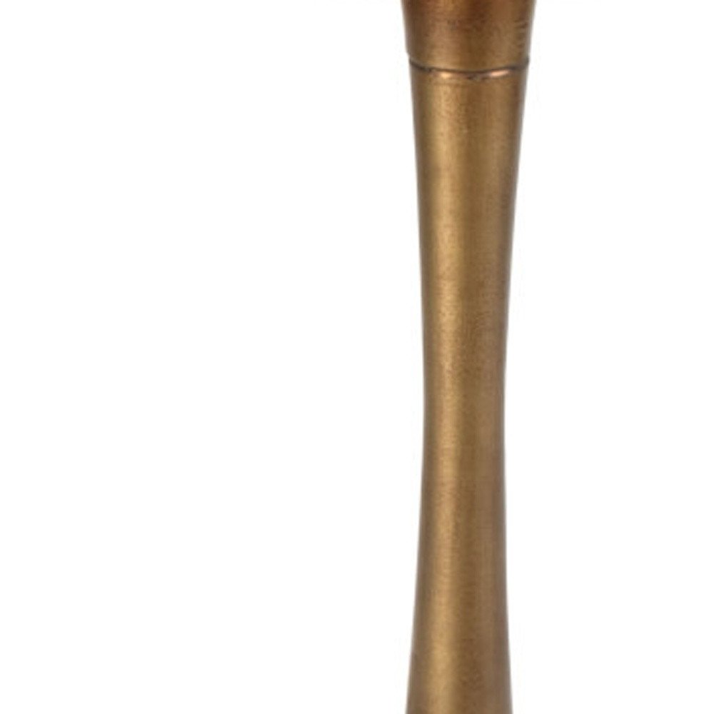 36" Modern White Marble and Burnished Gold Pedestal Bistro Table