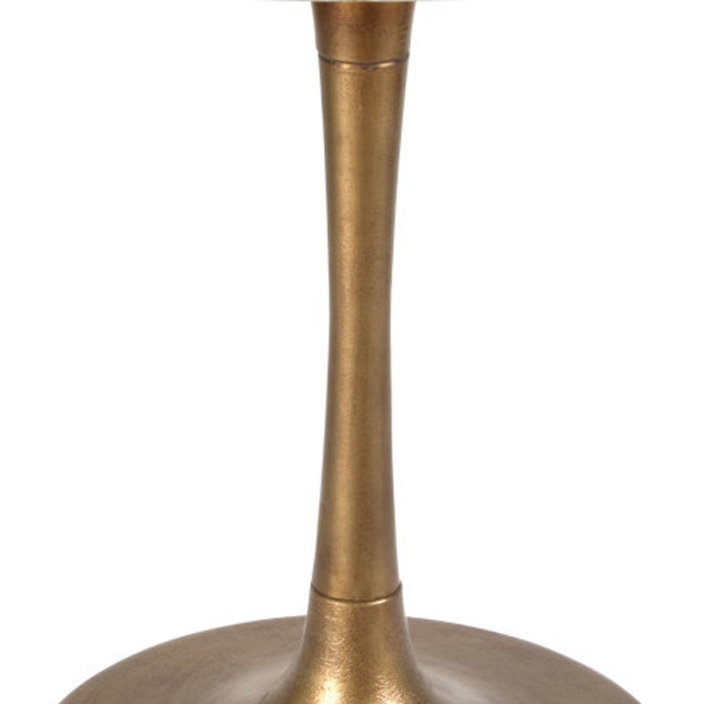 36" Modern White Marble and Burnished Gold Pedestal Bistro Table