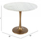36" Modern White Marble and Burnished Gold Pedestal Bistro Table