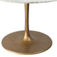 47" White And Gold Rounded Steel Pedestal Base Dining Table