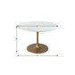 47" White and Gold Marble and Steel Pedestal Base Round Top Dining Table