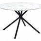 47" White And Black Rounded Steel Dining Table