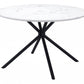 47" White And Black Rounded Steel Dining Table