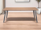 79" Wood Brown And Gray Steel Dining Table