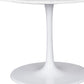 47" White Rounded Marble And Steel Pedestal Base Dining Table