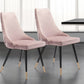 Set of Two Tufted Pink And Black Upholstered Velvet Windsor Back Dining Side Chairs