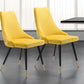 Set of Two Tufted Yellow And Black Upholstered Velvet Windsor Back Dining Side Chairs