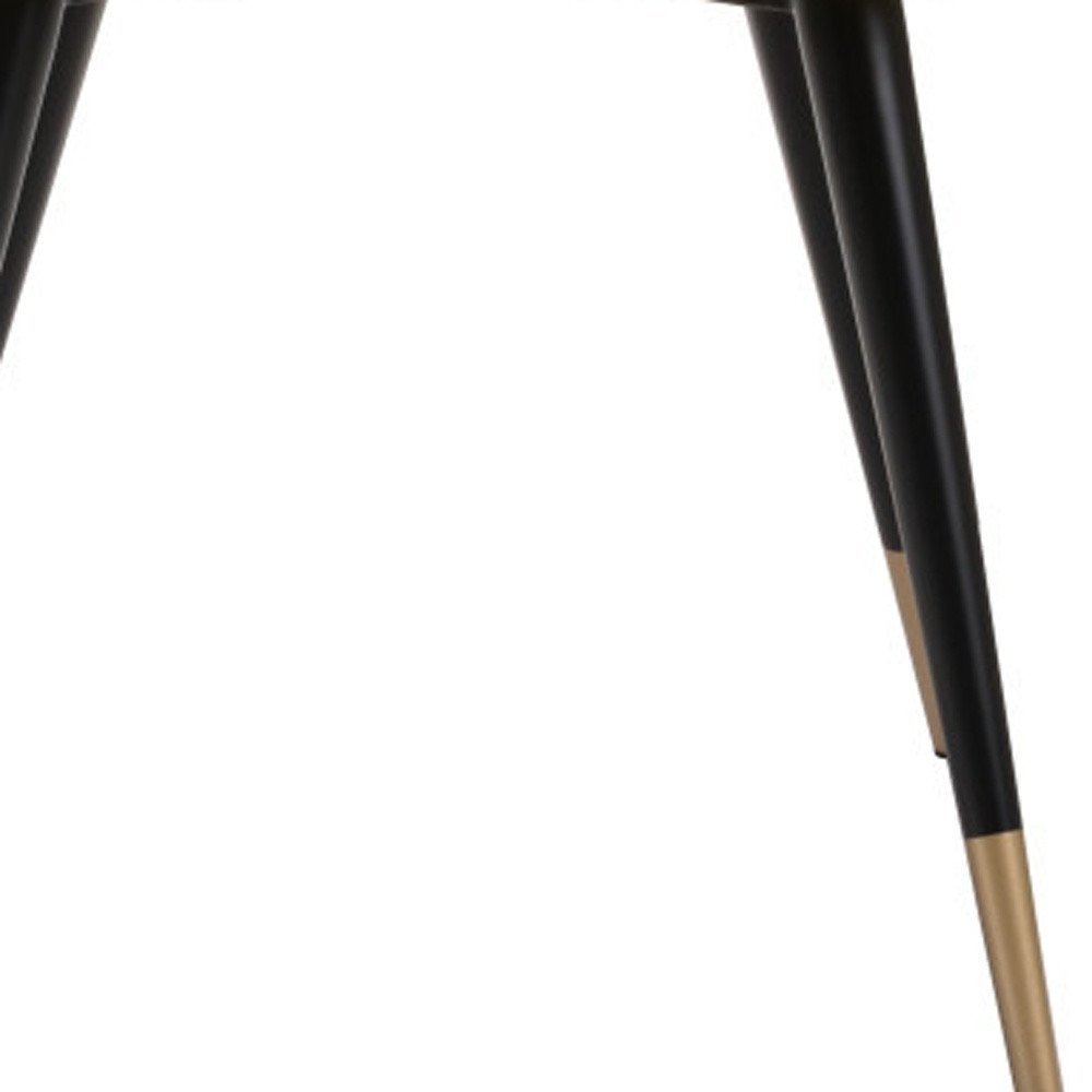 Set of Two Tufted Yellow And Black Upholstered Velvet Windsor Back Dining Side Chairs