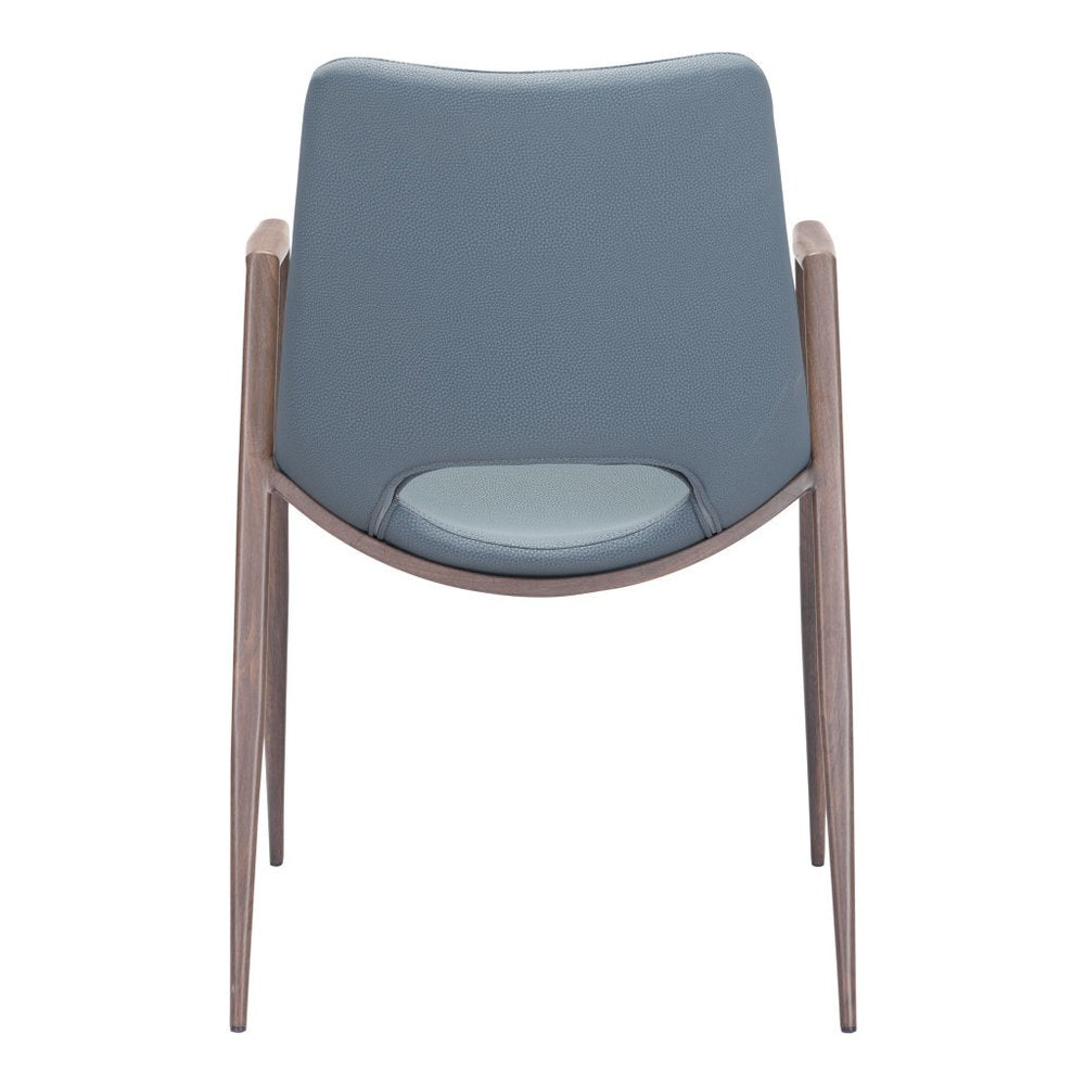 Set of Two Gray And Brown Upholstered Faux Leather Open Back Dining Arm Chairs