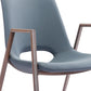 Set of Two Gray And Brown Upholstered Faux Leather Open Back Dining Arm Chairs