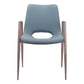 Set of Two Gray And Brown Upholstered Faux Leather Open Back Dining Arm Chairs