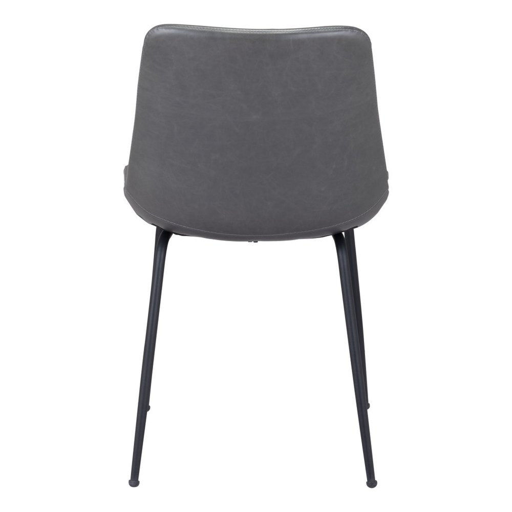 Set of Two Gray And Black Upholstered Faux Leather Dining Side Chairs