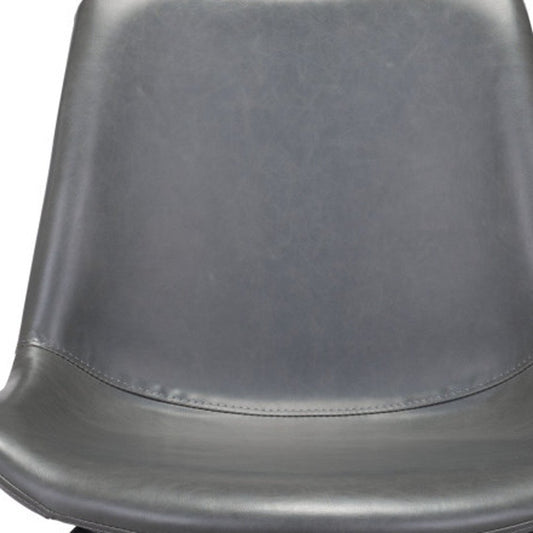 Set of Two Gray And Black Upholstered Faux Leather Dining Side Chairs