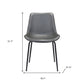 Set of Two Gray And Black Upholstered Faux Leather Dining Side Chairs