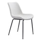 Set of Two White And Black Upholstered Faux Leather Dining Side Chairs