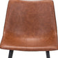 Set of Two Brown Vintage Look Faux Leather Slight Scoop Dining Chairs