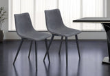 Set of Two Gray And Black Upholstered Fabric Dining Side Chairs