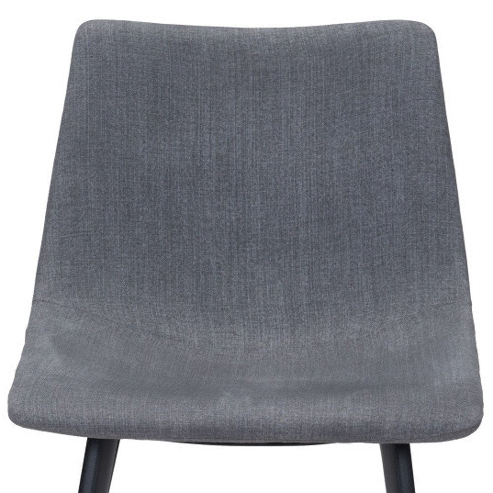 Set of Two Gray And Black Upholstered Fabric Dining Side Chairs
