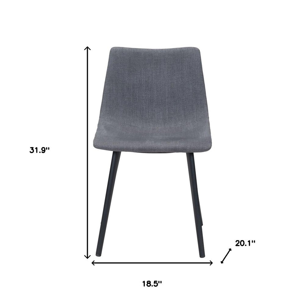 Set of Two Gray And Black Upholstered Fabric Dining Side Chairs