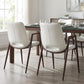 Set of Two White and Brown Upholstered Faux Leather Open Back Dining Arm Chairs