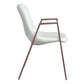 Set of Two White and Brown Upholstered Faux Leather Open Back Dining Arm Chairs