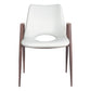 Set of Two White and Brown Upholstered Faux Leather Open Back Dining Arm Chairs