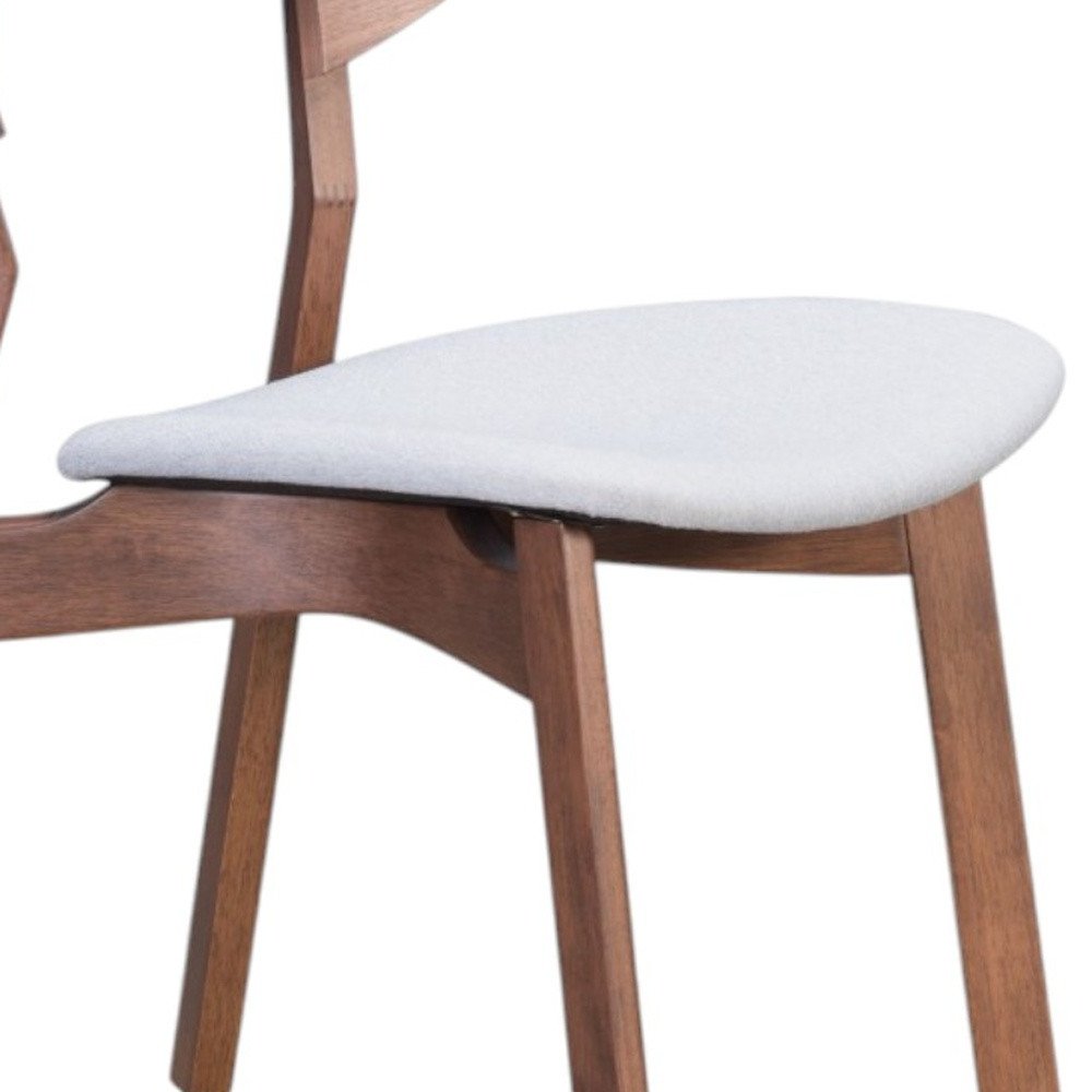 Set of Two Gray And Brown Upholstered Fabric Open Back Dining Side Chairs