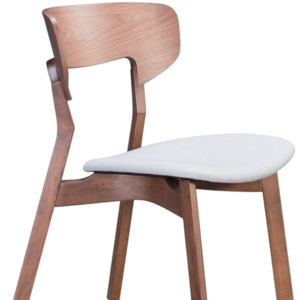 Set of Two Gray And Brown Upholstered Fabric Open Back Dining Side Chairs