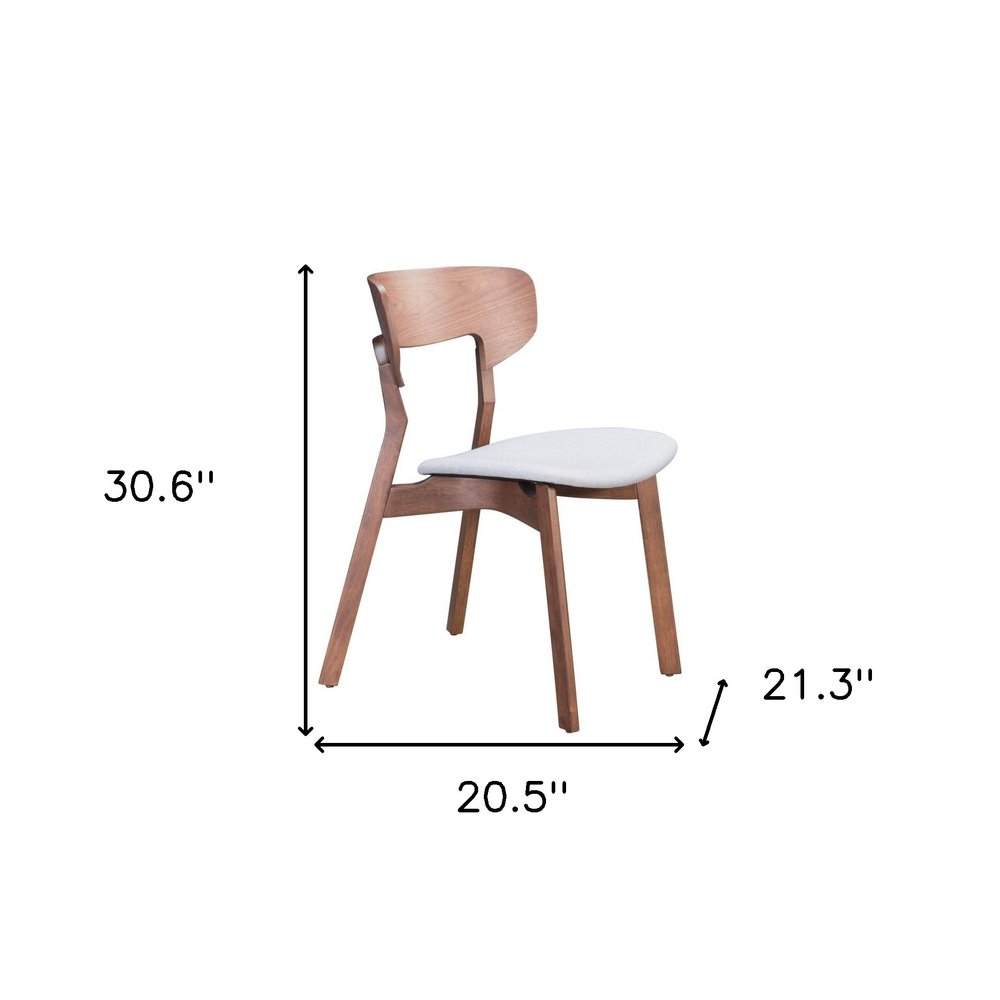 Set of Two Gray And Brown Upholstered Fabric Open Back Dining Side Chairs