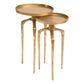 Set of Two Antiqued Gold and Gold Distressed Aluminum Nested Tables