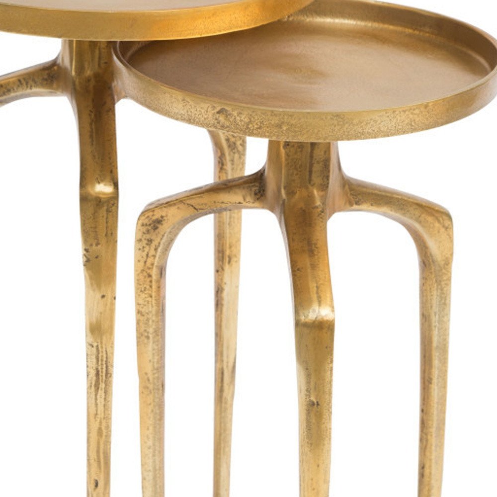 Set Of Two 13" Gold Nested Tables