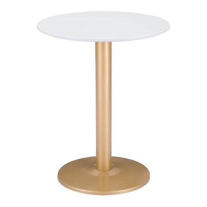 24" Gold And White Round End Table
