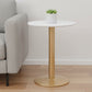 30" White and Gold Wood and Steel Pedestal End Table