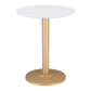 30" White and Gold Wood and Steel Pedestal End Table