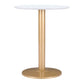 30" White and Gold Wood and Steel Pedestal End Table