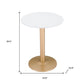 30" White and Gold Wood and Steel Pedestal End Table