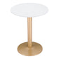 30" White and Gold Wood and Steel Pedestal End Table