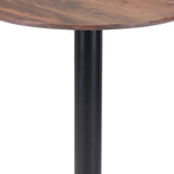 30" Black and Brown Wood and Steel Pedestal End Table