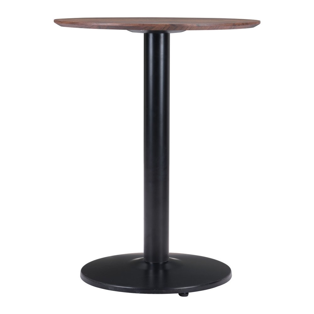 30" Black and Brown Wood and Steel Pedestal End Table