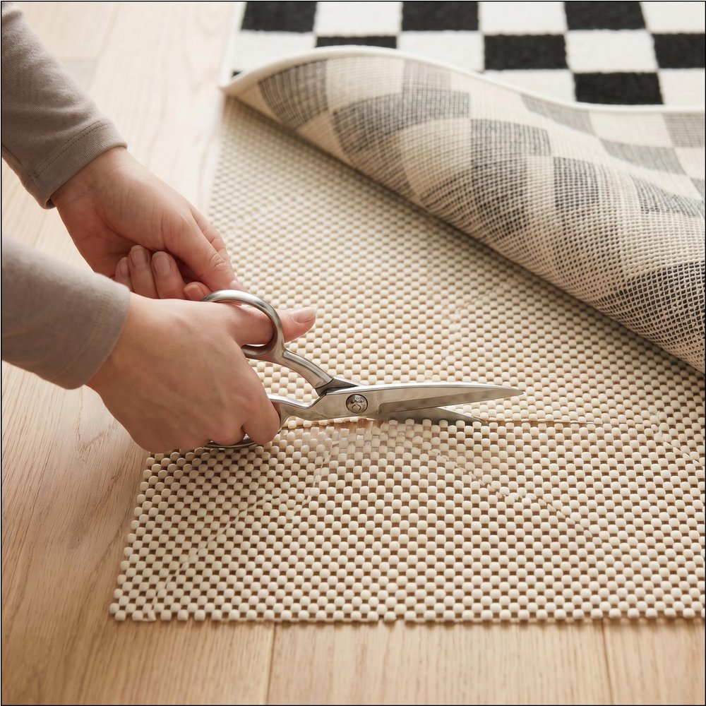 2' x 4' Ivory Striped Weave Non Slip Rug Pad