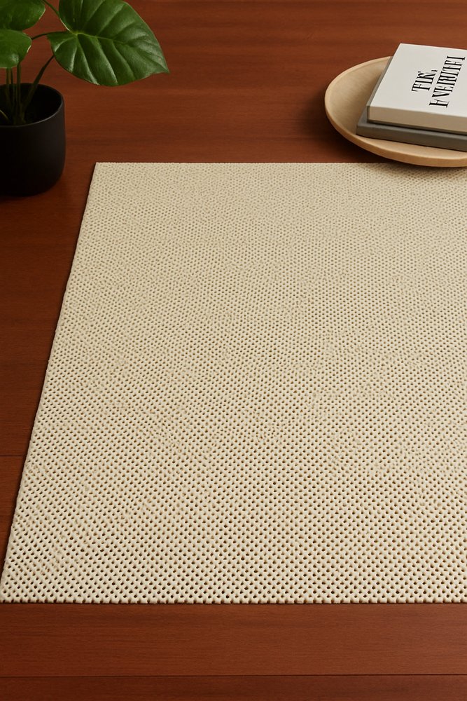 2' x 4' Ivory Striped Weave Non Slip Rug Pad