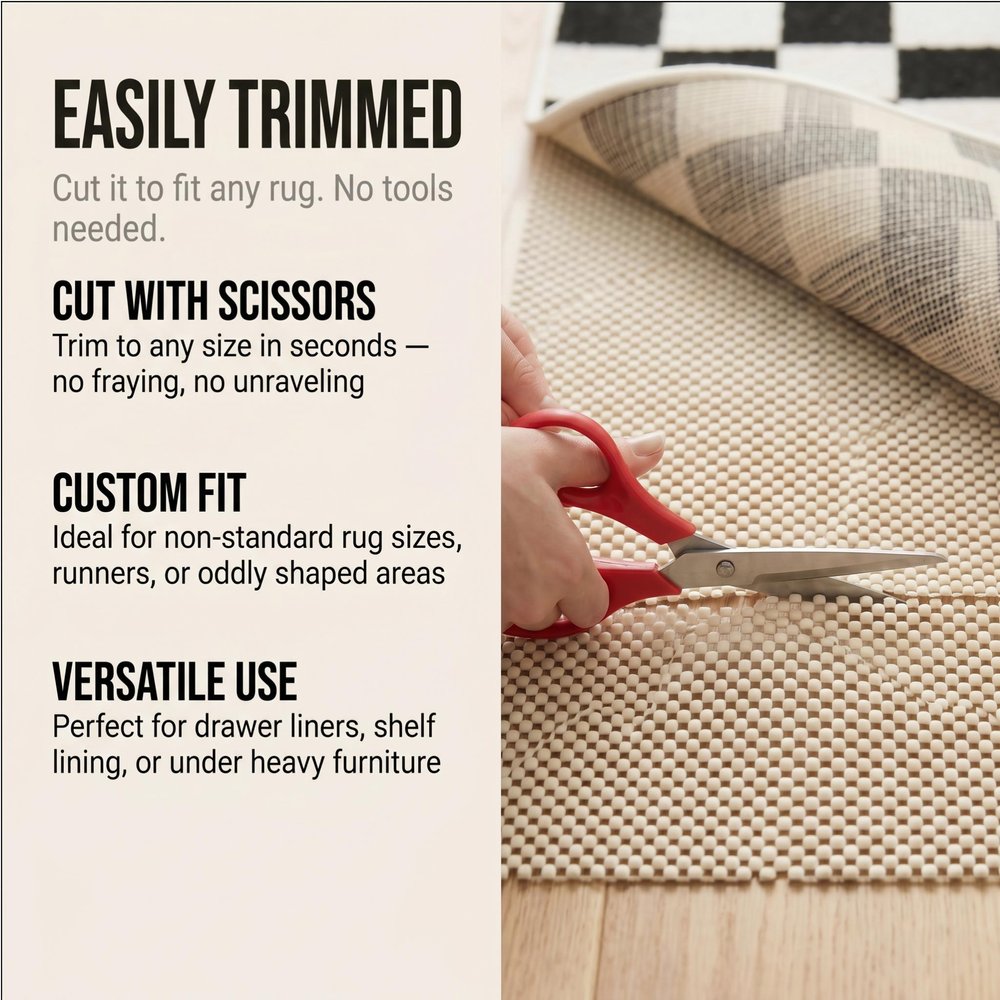 2' x 4' Ivory Striped Weave Non Slip Rug Pad
