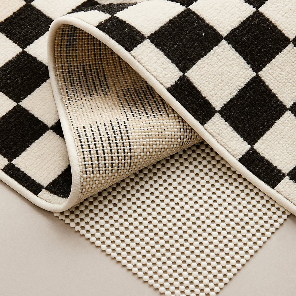 2' x 4' Ivory Striped Weave Non Slip Rug Pad